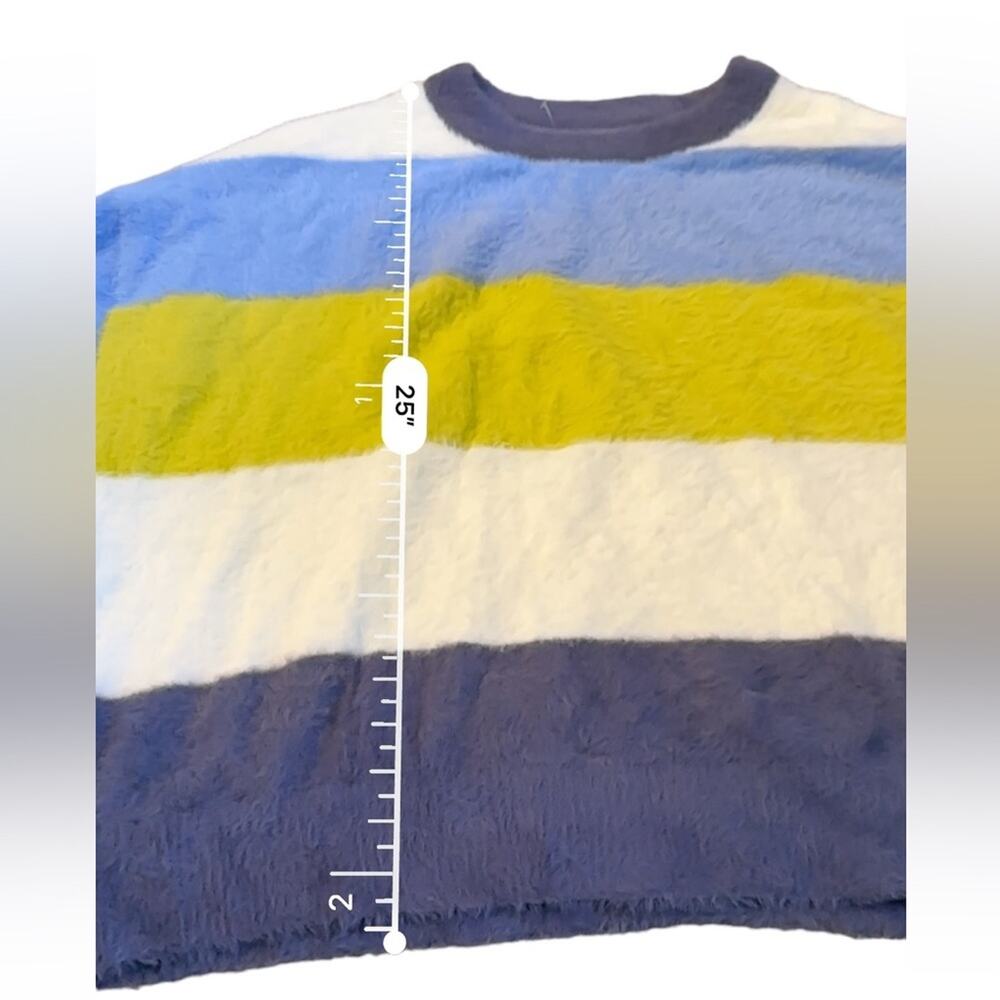 Aerie Flurry Soft Fuzzy Long Sleeve Striped Colorblock Pullover Sweater Sz L NEW - Picture 11 of 11